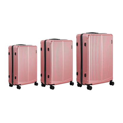Mazam 3PCS Luggage Suitcase Trolley Set Travel TSA Lock ABS Case Pink-Luggage Setss-PEROZ Accessories