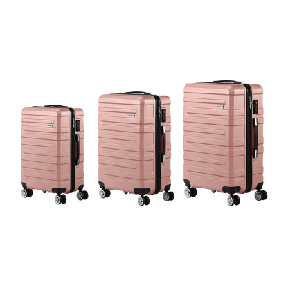 Mazam 3PCS Luggage Suitcase Trolley Set Travel TSA Lock Pink-Luggage Sets-PEROZ Accessories