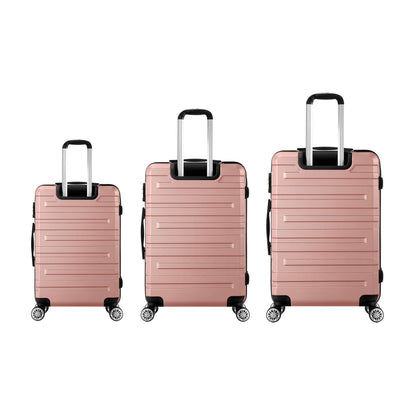 Mazam 3PCS Luggage Suitcase Trolley Set Travel TSA Lock Pink-Luggage Sets-PEROZ Accessories