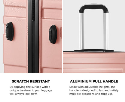 Mazam 3PCS Luggage Suitcase Trolley Set Travel TSA Lock Pink-Luggage Sets-PEROZ Accessories