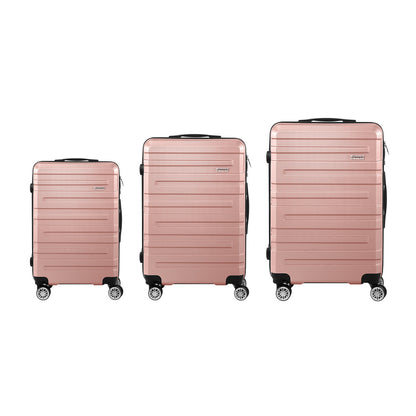 Mazam 3PCS Luggage Suitcase Trolley Set Travel TSA Lock Pink-Luggage Sets-PEROZ Accessories