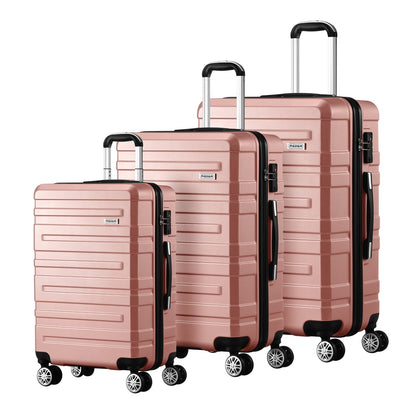 Mazam 3PCS Luggage Suitcase Trolley Set Travel TSA Lock Pink-Luggage Sets-PEROZ Accessories