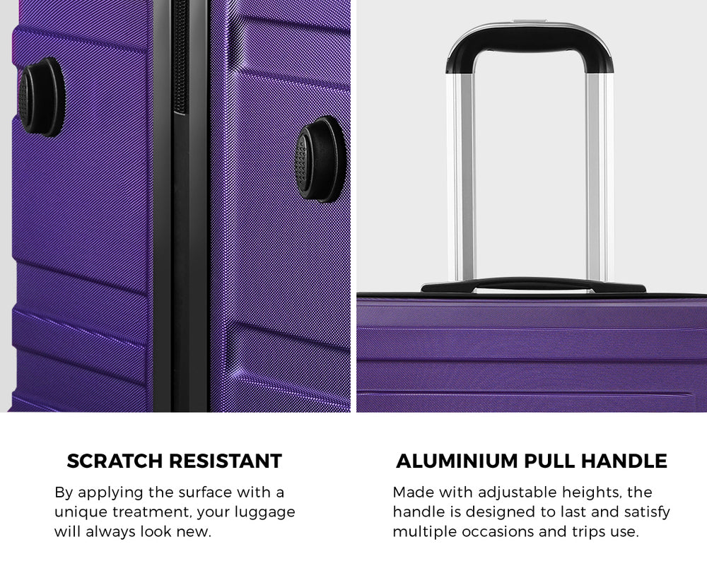 Mazam 3PCS Luggage Suitcase Trolley Set Travel TSA Lock Purple-Luggage Sets-PEROZ Accessories