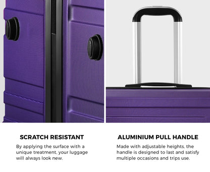 Mazam 3PCS Luggage Suitcase Trolley Set Travel TSA Lock Purple-Luggage Sets-PEROZ Accessories
