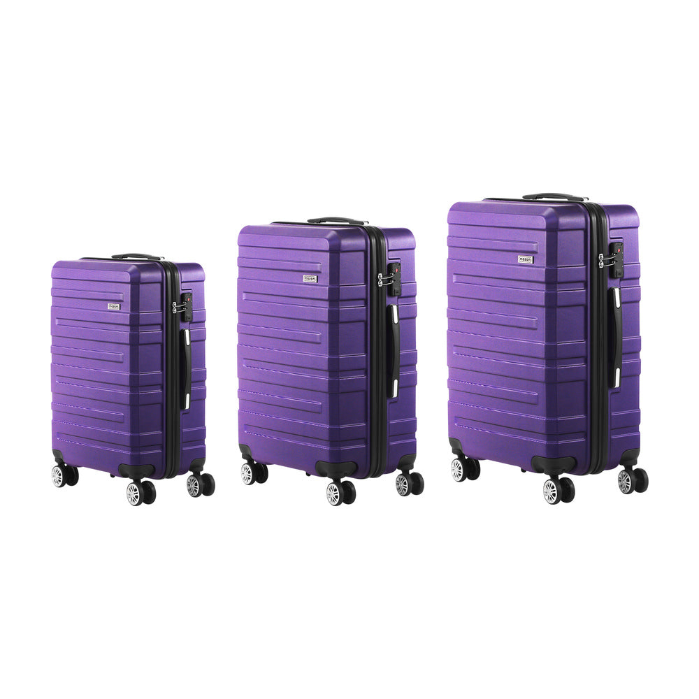 Mazam 3PCS Luggage Suitcase Trolley Set Travel TSA Lock Purple-Luggage Sets-PEROZ Accessories