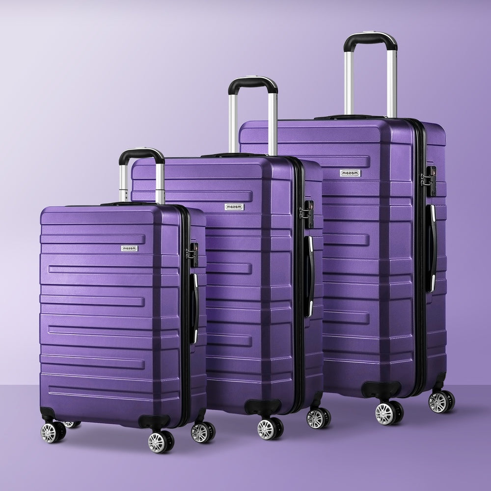 Mazam 3PCS Luggage Suitcase Trolley Set Travel TSA Lock Purple-Luggage Sets-PEROZ Accessories