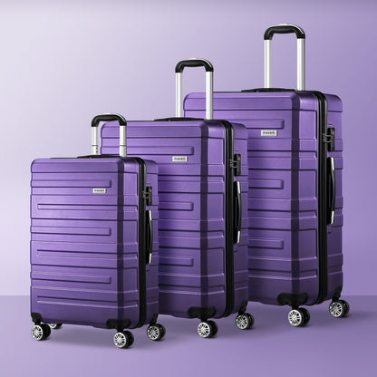 Mazam 3PCS Luggage Suitcase Trolley Set Travel TSA Lock Purple-Luggage Sets-PEROZ Accessories