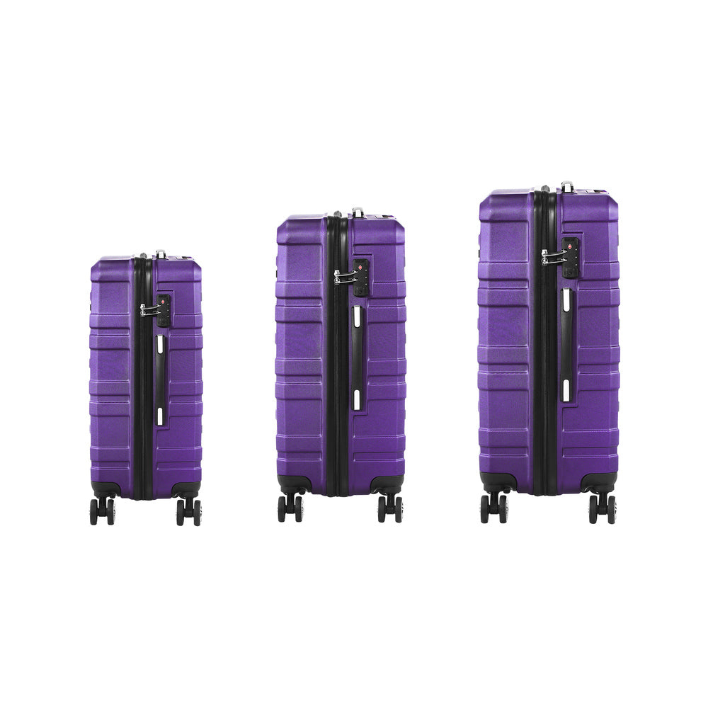 Mazam 3PCS Luggage Suitcase Trolley Set Travel TSA Lock Purple-Luggage Sets-PEROZ Accessories