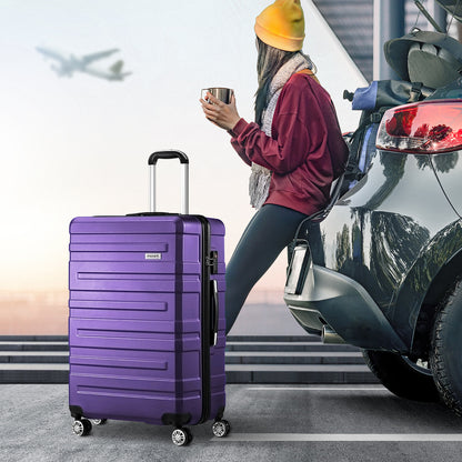 Mazam 3PCS Luggage Suitcase Trolley Set Travel TSA Lock Purple-Luggage Sets-PEROZ Accessories