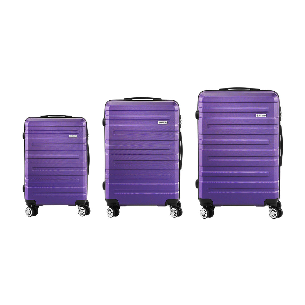 Mazam 3PCS Luggage Suitcase Trolley Set Travel TSA Lock Purple-Luggage Sets-PEROZ Accessories