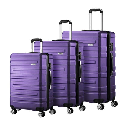 Mazam 3PCS Luggage Suitcase Trolley Set Travel TSA Lock Purple-Luggage Sets-PEROZ Accessories