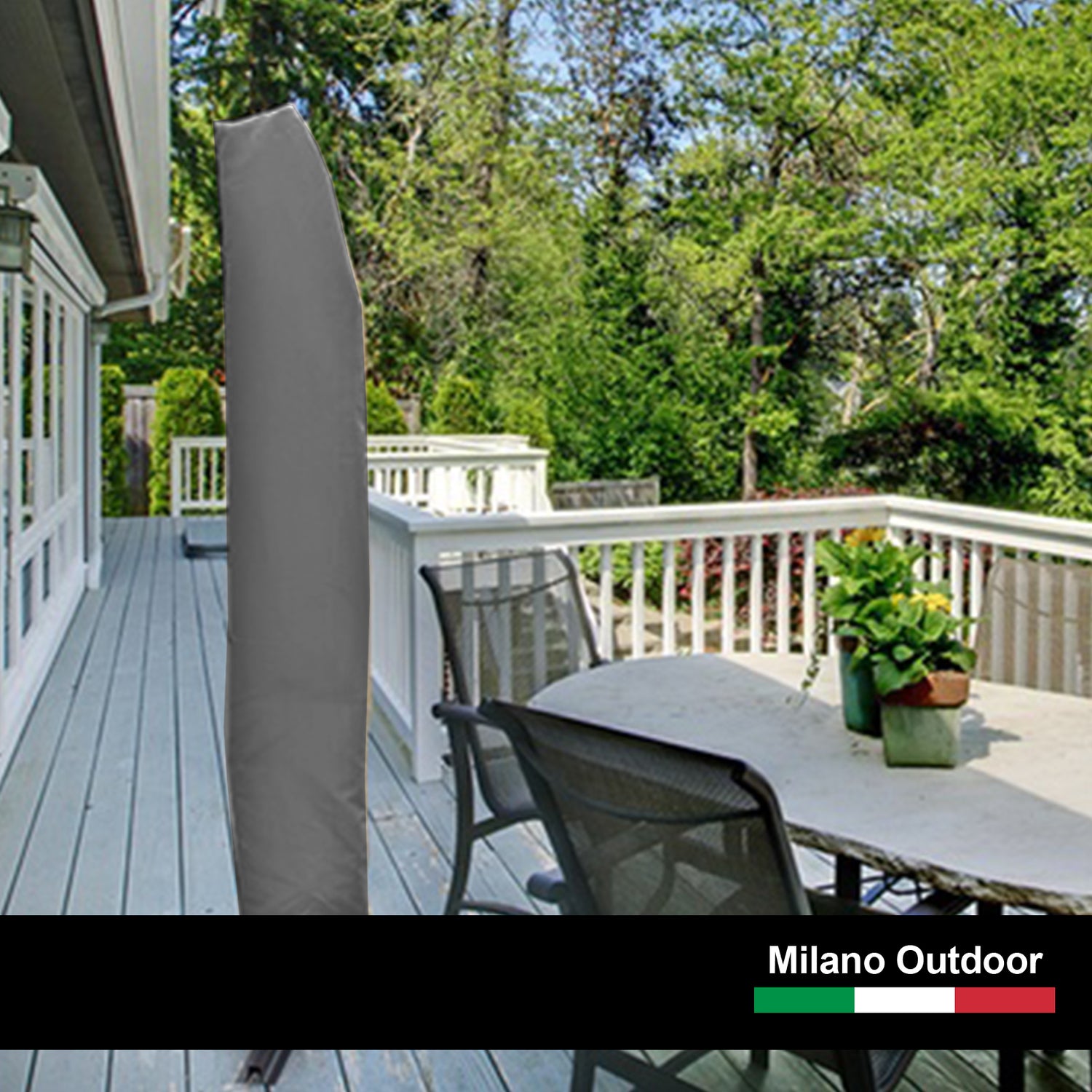 Milano 3M Outdoor Umbrella Cantilever With Protective Cover Patio Garden Shade - Grey-Furniture > Outdoor > Outdoor Furniture Accessories-PEROZ Accessories