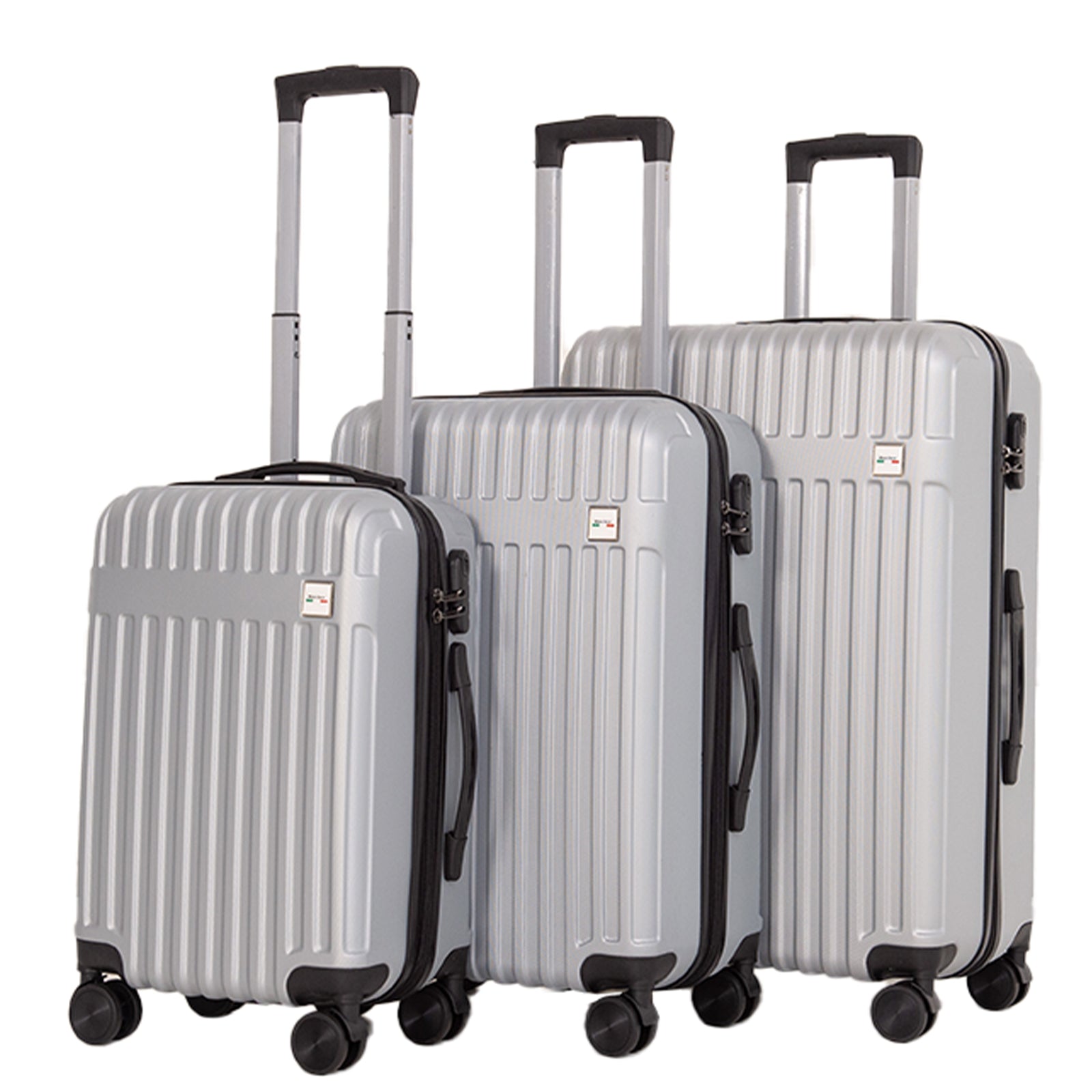 Milano Decor 3 Piece Luggage Set Travel Hard Case 20" 24" 28" Hard Case Durable - Silver-Home &amp; Garden > Travel > Suitcases-PEROZ Accessories