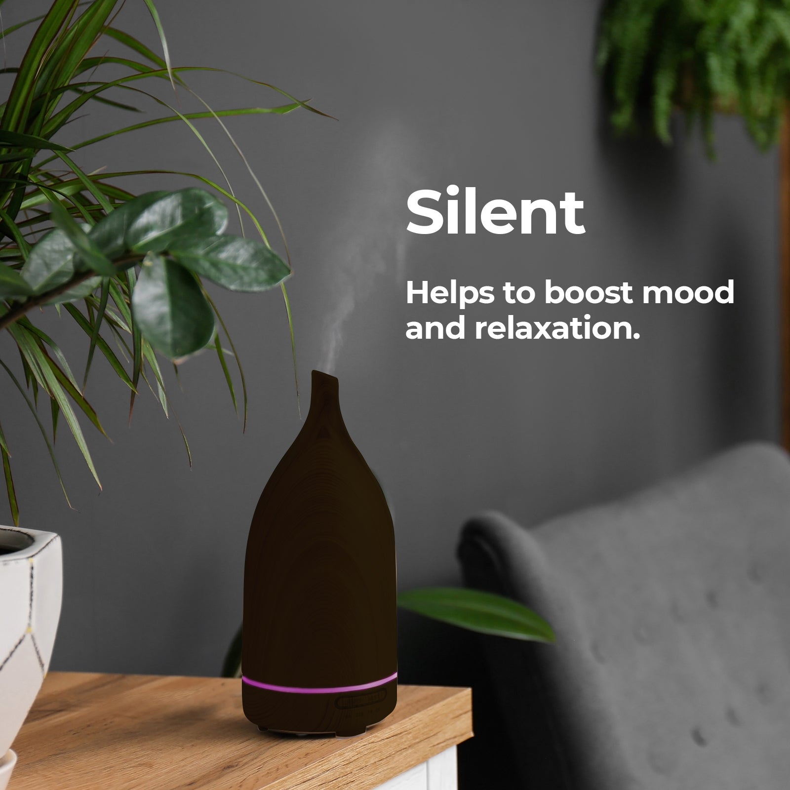 Milano Decor Aroma Diffuser 100ml Ultrasonic Humidifier Purifier And 3 Pack Oils - Dark Wood-Appliances > Aroma Diffusers &amp; Humidifiers > Aroma Diffusers-PEROZ Accessories