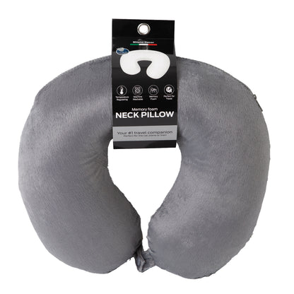 Milano Decor Memory Foam Travel Neck Pillow With Clip Cushion Support Soft Grey-Home &amp; Garden > Bedding > Pillows-PEROZ Accessories