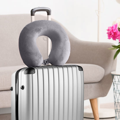 Milano Decor Memory Foam Travel Neck Pillow With Clip Cushion Support Soft Grey-Home &amp; Garden > Bedding > Pillows-PEROZ Accessories