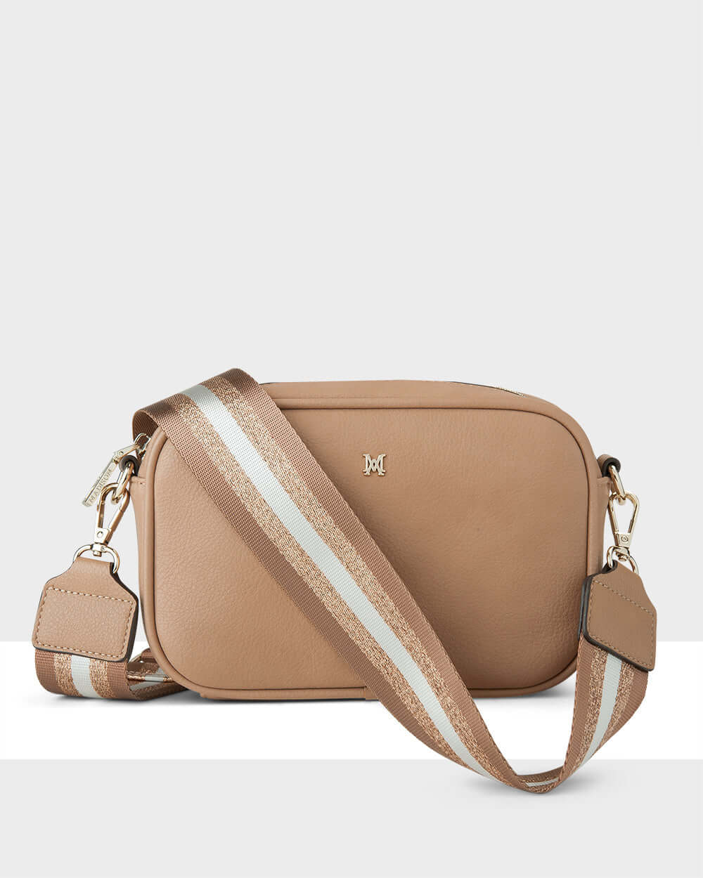 Monica Camera Crossbody Bag + Metallic Stripe Bag Strap-Handbags-PEROZ Accessories