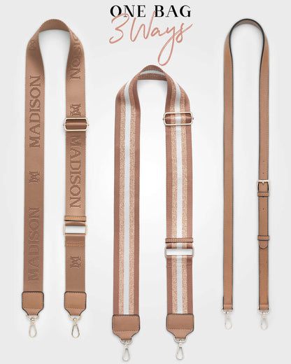 Monica &quot;Wear It 3 Ways&quot; Giftbox - Metallic Stripe, Monogram &amp; Matching Bag Strap-Gift-PEROZ Accessories