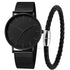 NNEOBA Mens Ultra Thin Magnetic Bracelet Quartz Watch - All-Black Slim Mesh Steel-Quartz Watches-PEROZ Accessories