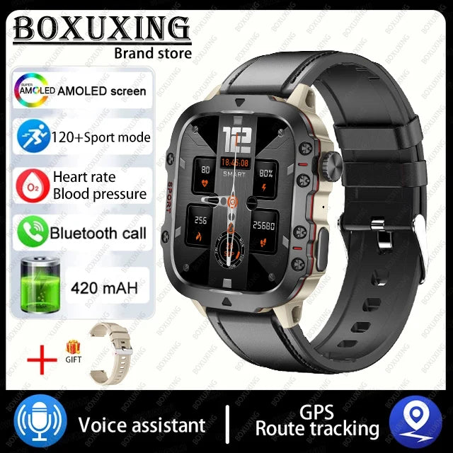 NNEOBA Rugged Military GPS Smart Watch - AMOLED 1.96 HD Display-Smart Watches-PEROZ Accessories