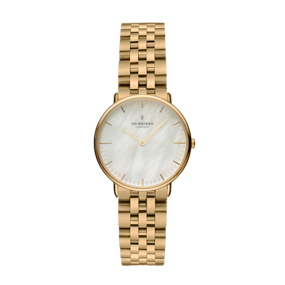 Nordgreen Native 28mm Gold 5 Link Bracelet Mother of Pearl Watch-PEROZ Accessories