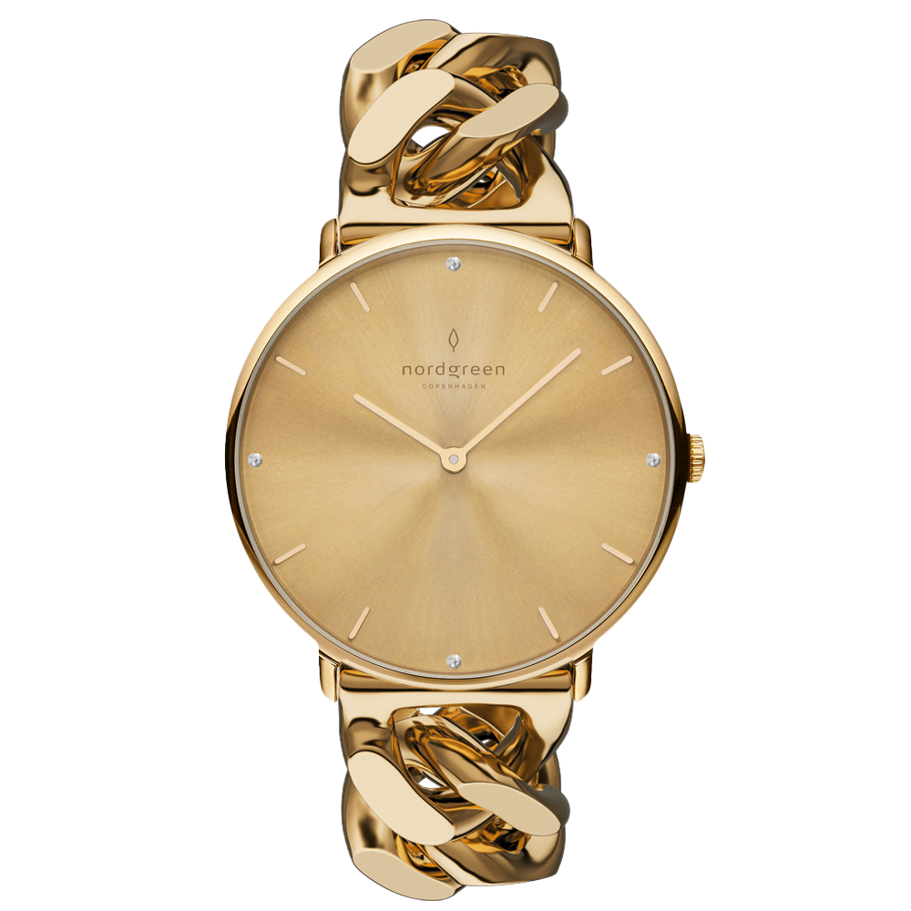 Nordgreen Native 28mm Gold Chain Crystal Dial Watch-PEROZ Accessories
