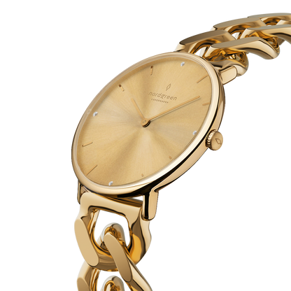 Nordgreen Native 28mm Gold Chain Crystal Dial Watch-PEROZ Accessories