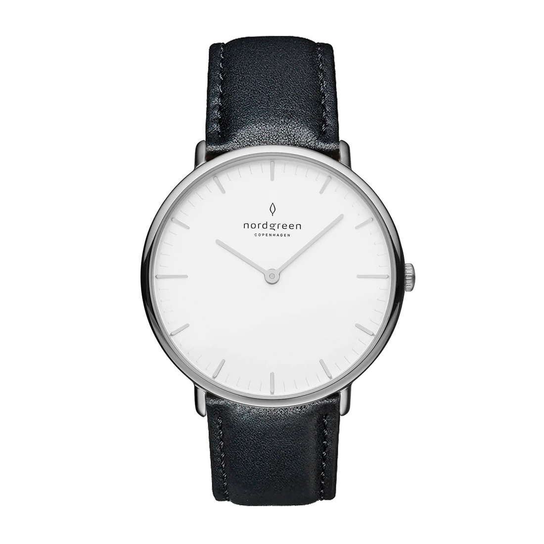 Nordgreen Native 32mm White Automatic with Black Leather Strap Watch-PEROZ Accessories