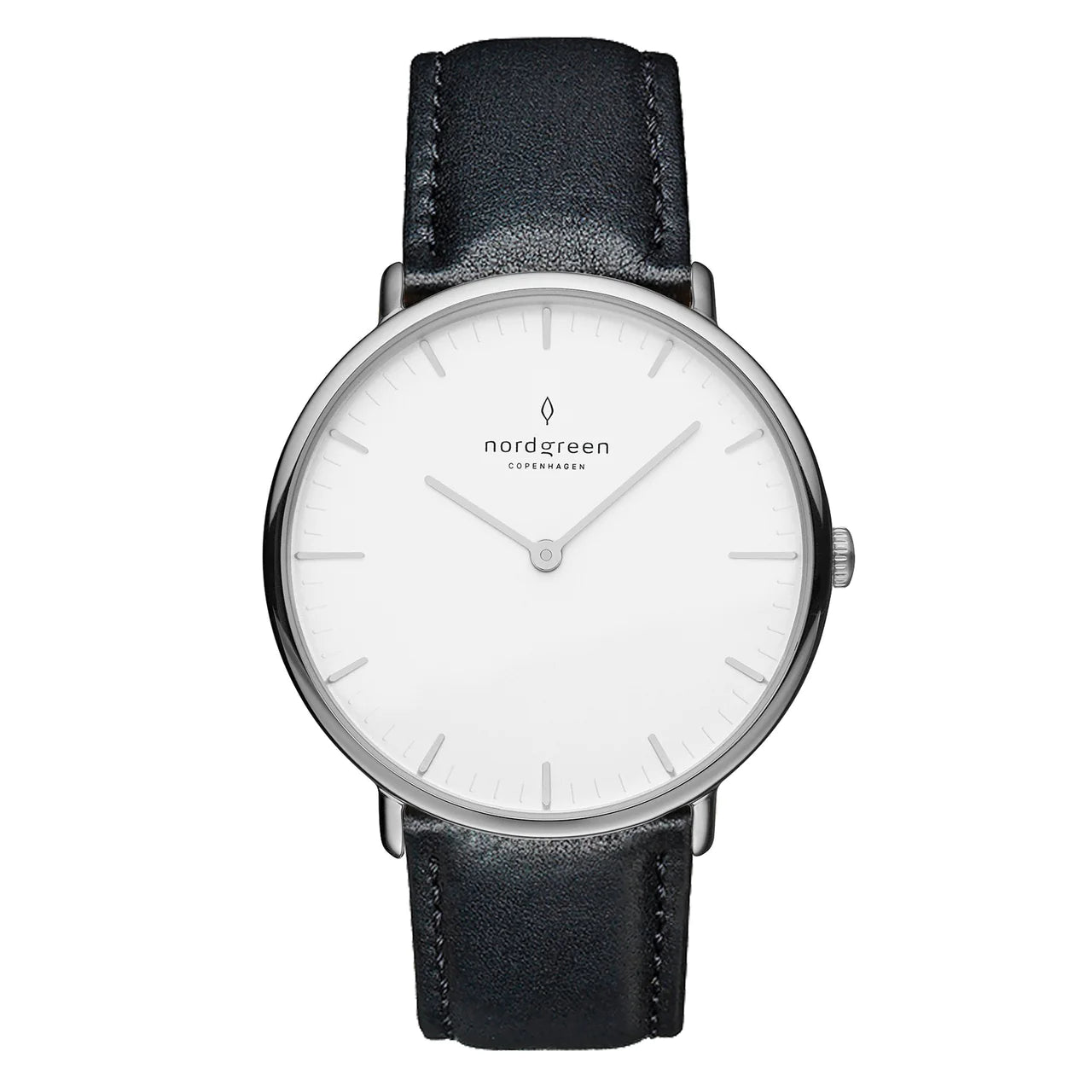 Nordgreen Native 36mm White Automatic with Black Leather Strap Watch-PEROZ Accessories