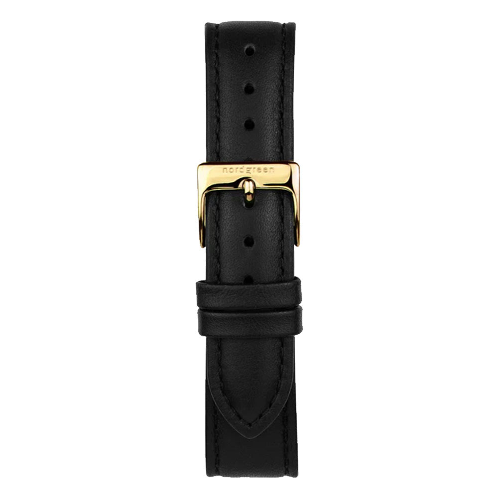 Nordgreen Native 36mm Yellow Gold Case Black Leather Strap Watch-PEROZ Accessories