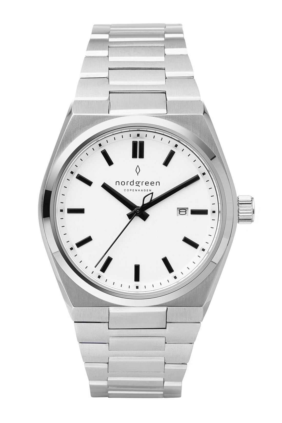 Nordgreen Succession 41mm White Dial &amp; Black Indicies Stainless Steel Strap Watch-PEROZ Accessories