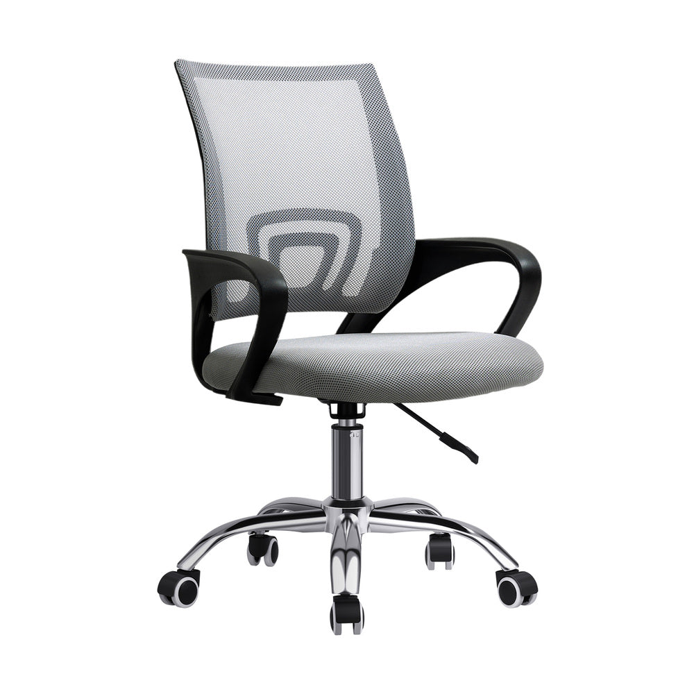 Oikiture Office Chair Computer Chair Gaming Chair with Mesh Backrest and Foam Seat Grey-Office Chairs-PEROZ Accessories