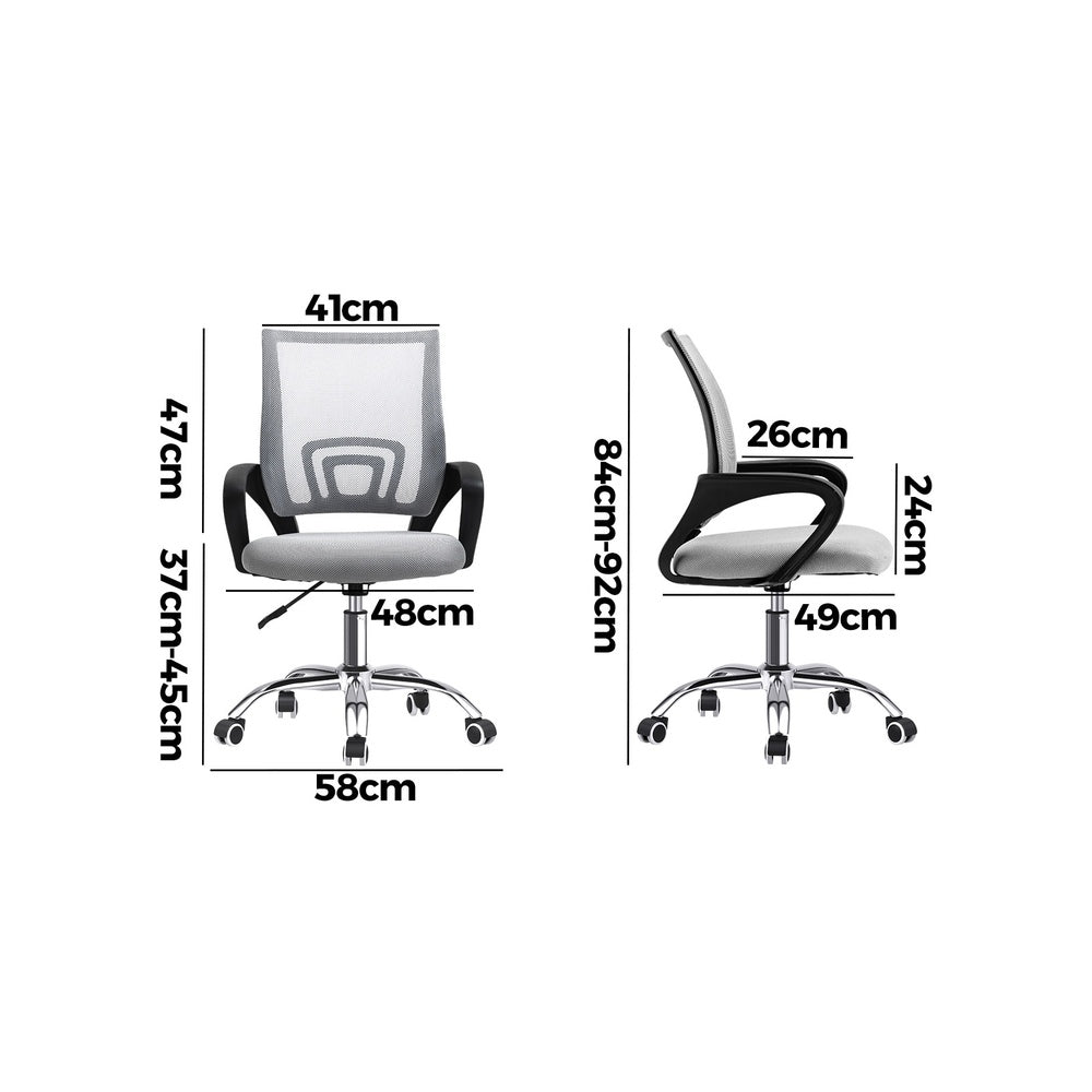Oikiture Office Chair Computer Chair Gaming Chair with Mesh Backrest and Foam Seat Grey-Office Chairs-PEROZ Accessories