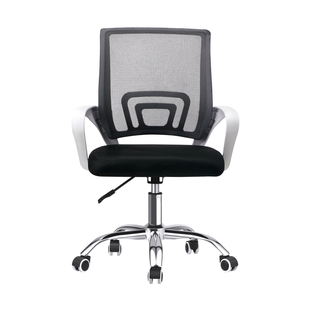 Oikiture Mesh Office Chair Foam Seat White &amp; Black-Office Chair-PEROZ Accessories
