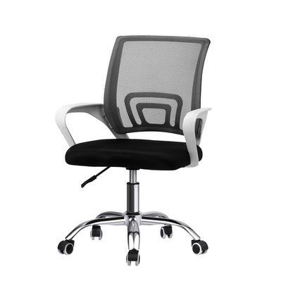 Oikiture Mesh Office Chair Foam Seat White &amp; Black-Office Chair-PEROZ Accessories
