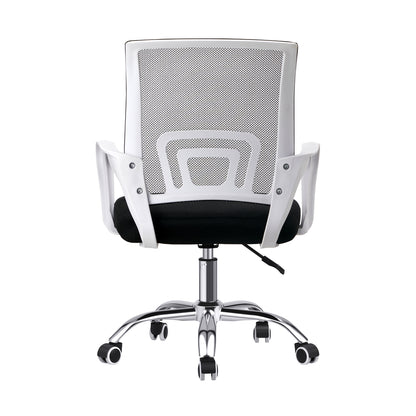 Oikiture Mesh Office Chair Foam Seat White &amp; Black-Office Chair-PEROZ Accessories