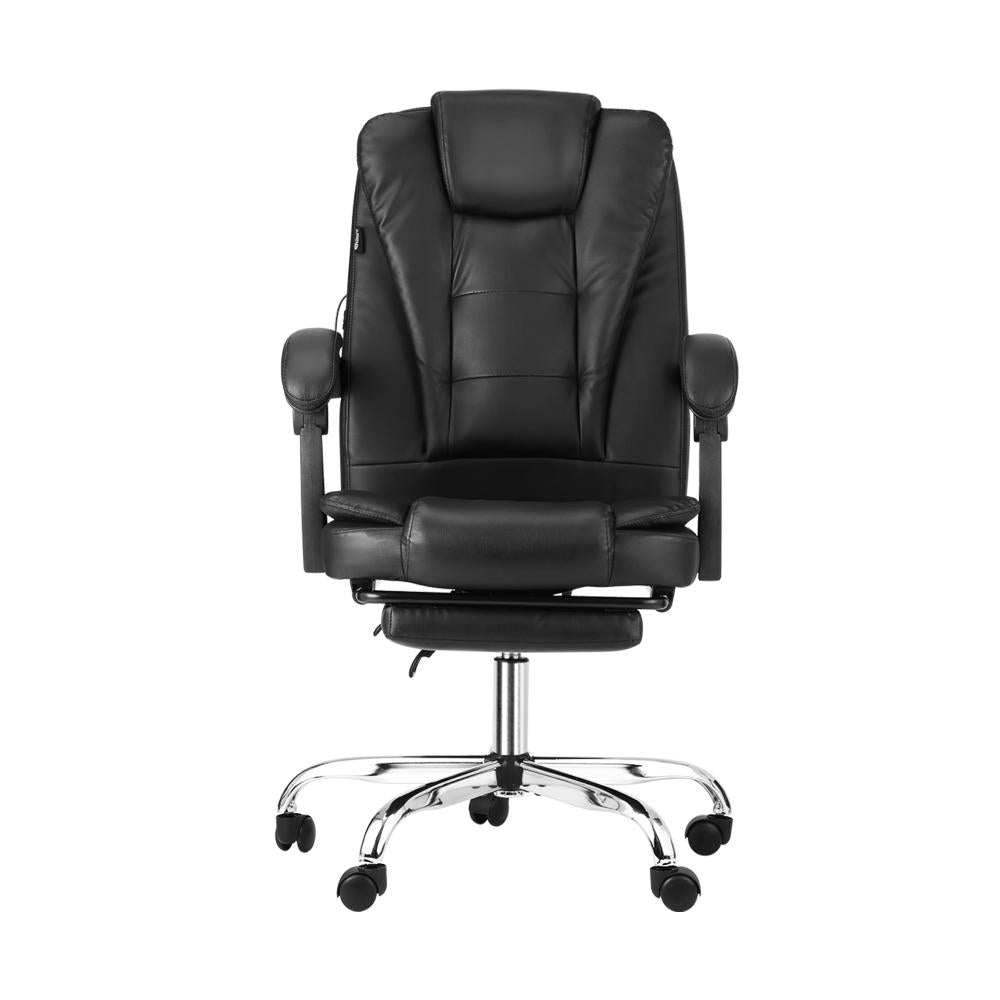 Oikiture Massage Office Chair Executive Gaming Racing Recliner Seat Classic Swivel Desk Chairs Leather PU with Footrest-Office Chairs-PEROZ Accessories