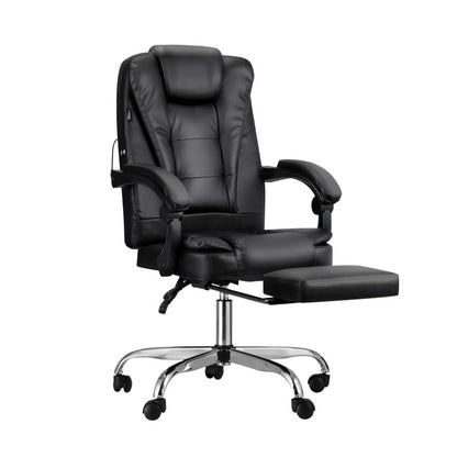 Oikiture Massage Office Chair Executive Gaming Racing Recliner Seat Classic Swivel Desk Chairs Leather PU with Footrest-Office Chairs-PEROZ Accessories