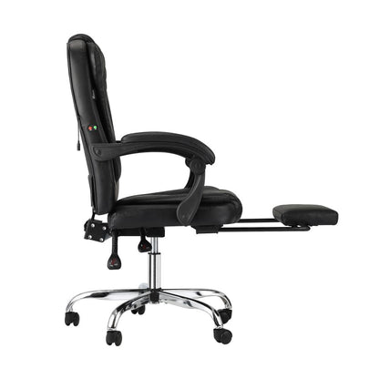 Oikiture Massage Office Chair Executive Gaming Racing Recliner Seat Classic Swivel Desk Chairs Leather PU with Footrest-Office Chairs-PEROZ Accessories