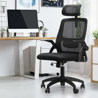 Oikiture Office Chair Home Computer Chairs Black Gaming Chair Mesh Headrest and Backrest-Office Chairs-PEROZ Accessories