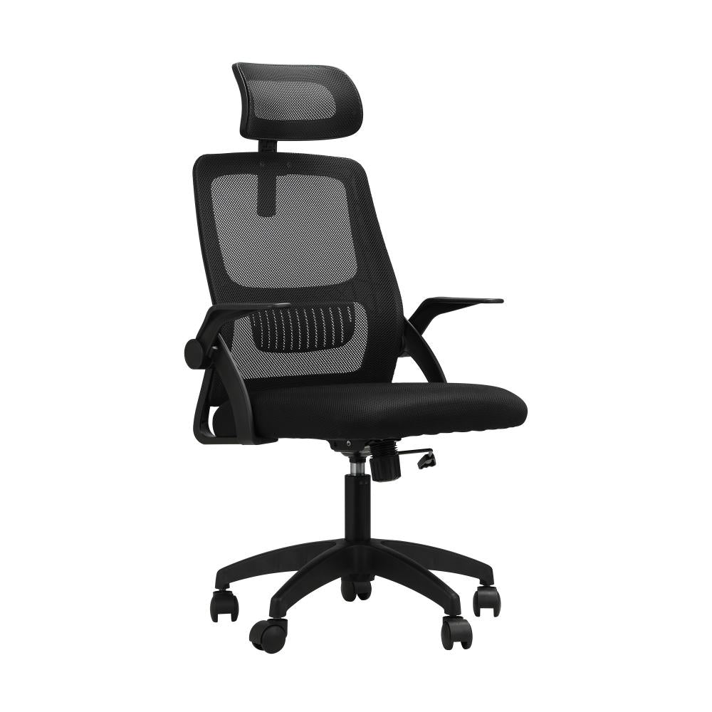 Oikiture Office Chair Home Computer Chairs Black Gaming Chair Mesh Headrest and Backrest-Office Chairs-PEROZ Accessories