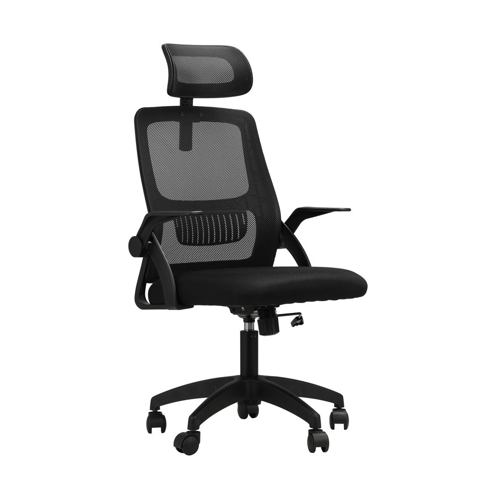 Oikiture Office Chair Home Computer Chairs Black Gaming Chair Mesh Headrest and Backrest-Office Chairs-PEROZ Accessories