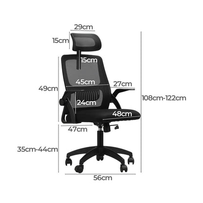 Oikiture Office Chair Home Computer Chairs Black Gaming Chair Mesh Headrest and Backrest-Office Chairs-PEROZ Accessories