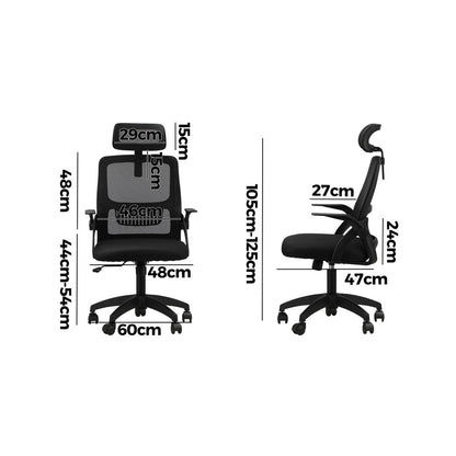 Oikiture Office Chair Home Computer Chairs Black Gaming Chair Mesh Headrest and Backrest-Office Chairs-PEROZ Accessories