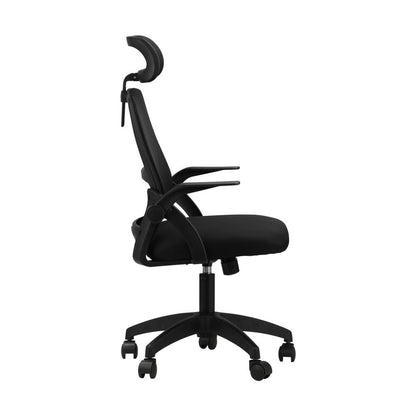 Oikiture Office Chair Home Computer Chairs Black Gaming Chair Mesh Headrest and Backrest-Office Chairs-PEROZ Accessories