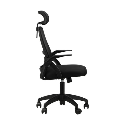 Oikiture Office Chair Home Computer Chairs Black Gaming Chair Mesh Headrest and Backrest-Office Chairs-PEROZ Accessories
