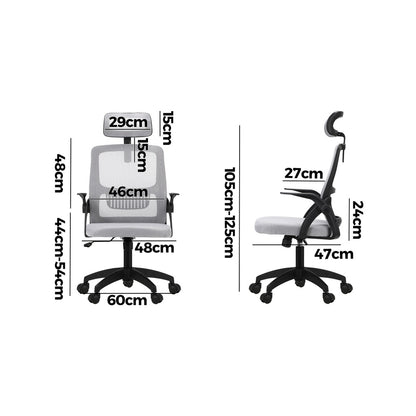 Oikiture Mesh Office Chair Executive Fabric Gaming Seat Racing Tilt Computer BKGY-Office Chair-PEROZ Accessories