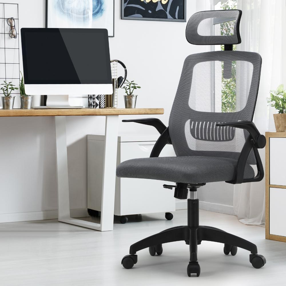 Oikiture Ergonomic Office Chair Back Support, Computer Chair Desk Chair with Breathable Cover and Skin-Friendly Mesh Dark Grey and Black-Office Chairs-PEROZ Accessories