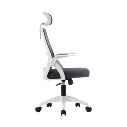 Oikiture Ergonomic Office Chair Back Support, Computer Chair Desk Chair with Breathable Cover and Skin-Friendly Mesh Dark Grey and White-Office Chairs-PEROZ Accessories