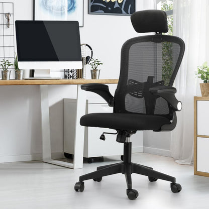Oikiture Office Chair Home Computer Chairs Mesh Gaming Chair Padding Headrest and Armrest-Office Chairs-PEROZ Accessories